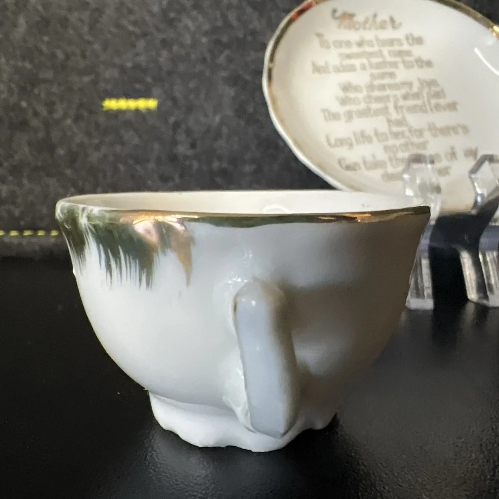Vintage Brinn's Miniature Gold‎ Rim Tea Cup and Saucer Set, Mother JAPAN